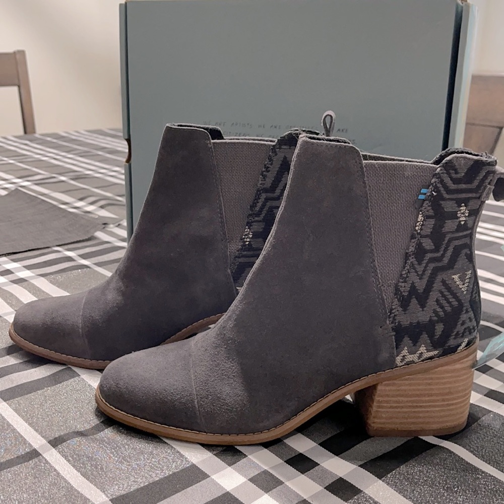Toms Gray Heeled Boots